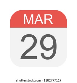 March 29 - Calendar Icon - Vector Illustration