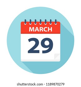 March 29 Calendar Icon Vector Illustration Stock Vector (Royalty Free