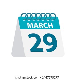 March 29 - Calendar Icon - Vector Illustration