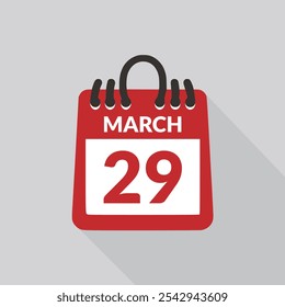 March 29 Calendar icon vector illustration.