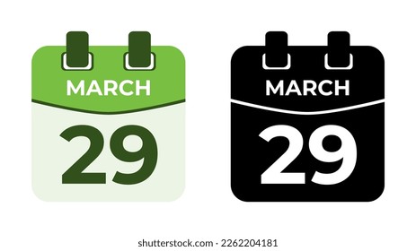 March 29 flat daily spiral calendar icon date vector image in matching color scheme. Suitable and perfect for design material, such as event or reminder. The best editable graphic resources.