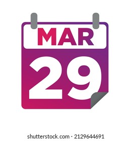 March 29. Single day calendar. minimalist flat illustration in purple color. eps 10