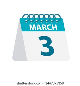 March 3 - Calendar Icon - Vector Illustration