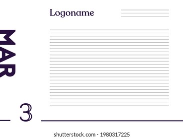 Marzo 3 Calendario sobre fondo de papel portátil con su logotipo