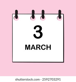 March 3. Daily Calendar icon for design. Simple design for business brochure, flyer, print media, advertisement. Easily editable.