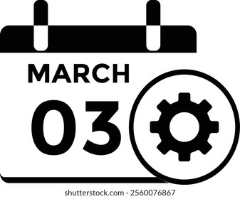 March 3 on calendar icon vector. Calendar vector icon. Deadline. Date. 
