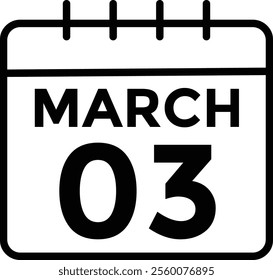 March 3 on calendar icon vector. Calendar vector icon. Deadline. Date. 
