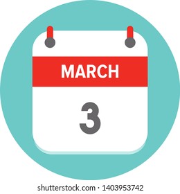 March 3. Vector flat daily calendar icon. Date and time, day, month. Holiday. - Vector
