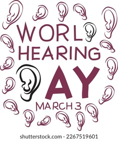 March 3 is world hearing day Vector illustration. 
