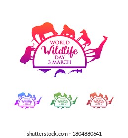 March 3, World Wildlife Day Logo Design Template. Vector Illustration.