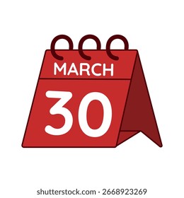 march 30 desk calendar vector on white background
Vector red calendar flat icon