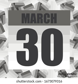 Icono del 30 de marzo. Para planificar un día importante. Cartel para fiestas y días especiales. 30 de marzo. Ilustración vectorial.
