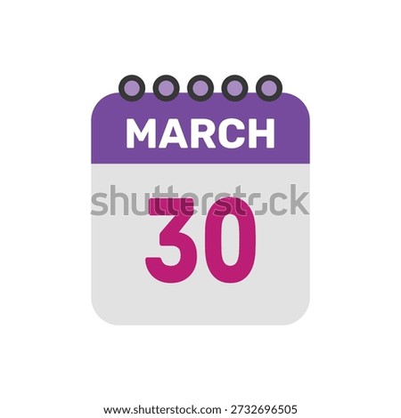 march 30 icon vector begins with colorful calendar page