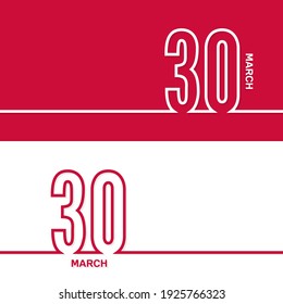 March 30. Set of vector template banners for calendar, event date.