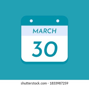 March 30 Single Day Calendar, 30 March