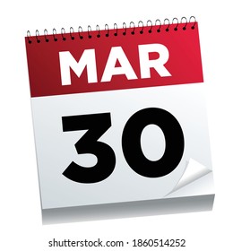 March 30th on a calendar page - illustrated.