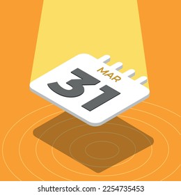 31. März - 3D-Kalender mit hellem Hintergrund