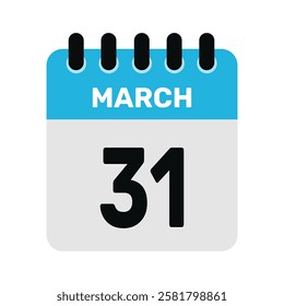 march 31 calendar icon reminder Vector month design Illustration.