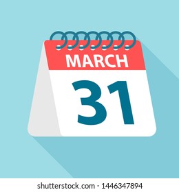 March 31 - Calendar Icon - Vector Illustration