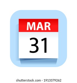 31 de marzo. Icono de calendario. Ilustración vectorial.
