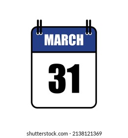 Ilustración de vectores de iconos del calendario 31 de marzo . Fecha, Día De La Boca