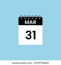 March 31 calendar reminder. 31th March Date Month calendar icon design template.