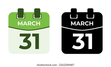 March 31 flat daily spiral calendar icon date vector image in matching color scheme. Suitable and perfect for design material, such as event or reminder. The best editable graphic resources.
