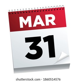 March 31st on a calendar page - illustrated.