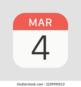 March 4 calendar icon isolated on background. Calendar symbol modern, simple, vector, icon for website design, mobile app, ui. Vector Illustration
