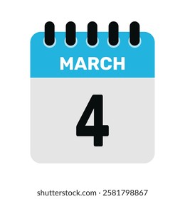 march 4 calendar icon reminder Vector month design Illustration.