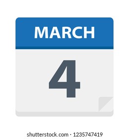 March 4 - Calendar Icon - Vector Illustration