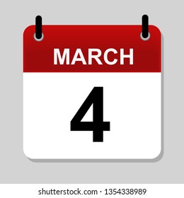 March 4 , calendar icon vector illustrstion