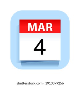 4 de marzo. Icono de calendario. Ilustración vectorial.