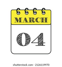 March 4 calendar icon. Vector illustration in flat style.