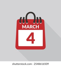 Ilustración vectorial del ícono del Calendario del 4 de marzo.
