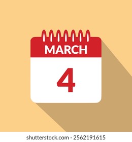 March 4 Calendar icon vector illustration.