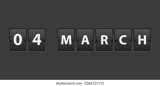 March 4 Calendar mechanical board panel letters. March Date Calendar