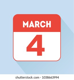 March 4 calendar red icon flat. International Children's Day of Broadcasting