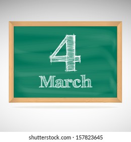 March 4, day calendar, school board, date