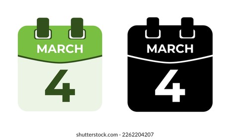 March 4 flat daily spiral calendar icon date vector image in matching color scheme. Suitable and perfect for design material, such as event or reminder. The best editable graphic resources.