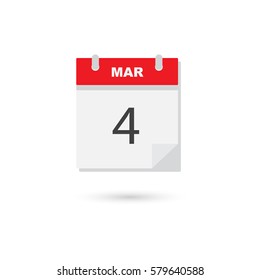 March 4, Vector flat daily calendar icon