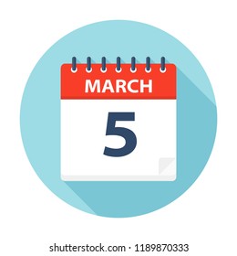 March 5 - Calendar Icon - Vector Illustration