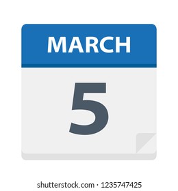 March 5 - Calendar Icon - Vector Illustration