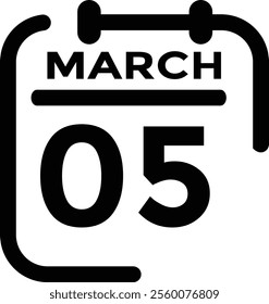 March 5 on calendar icon vector. Calendar vector icon. Deadline. Date.