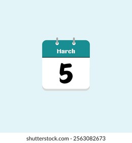 March 5th: Calendar Date Illustration