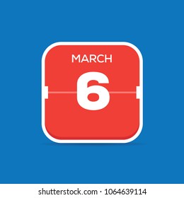 March 6 Calendar Flat Icon