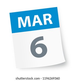March 6 - Calendar Icon - Vector Illustration