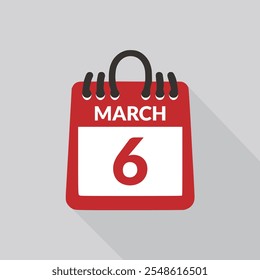 March 6 Calendar icon vector illustration.