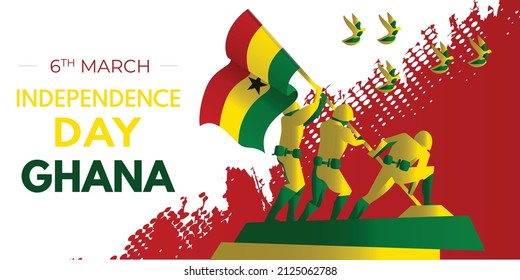 March 6, Ghana Independence Day concept. Soldier Hand Holding Ghana Flag Vector Illustaration Design