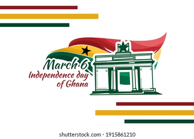 March 6, Independence Day of Ghana with national monument vector illustration. Suitable for greeting card, poster and banner.